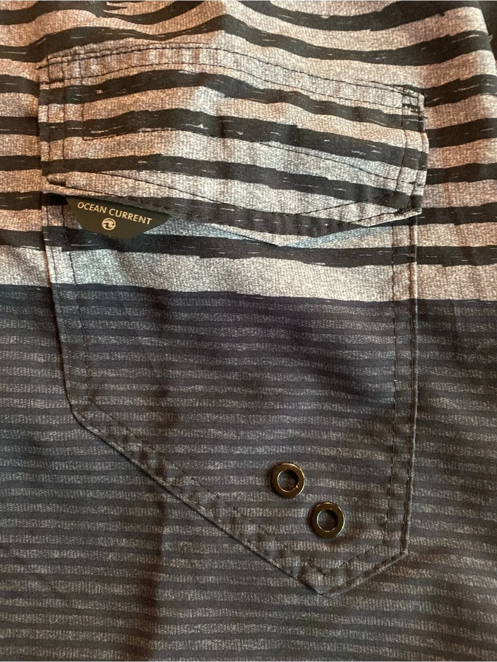 Ocean Current Men’s Black & Gray Star Stripe Board Shorts